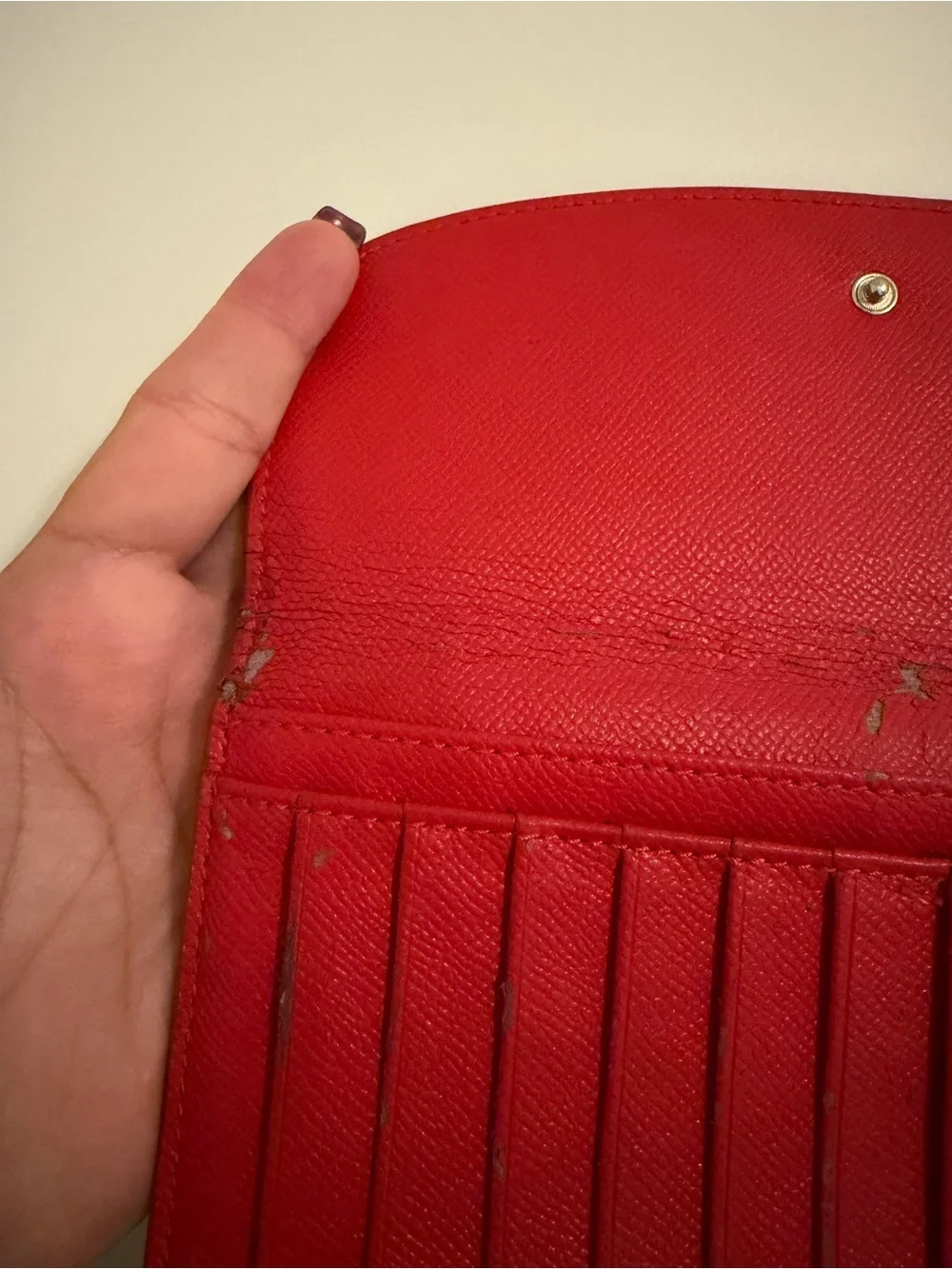 Coach Red Pebbled Leather Wallet Clutch